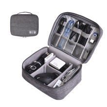 Double Layer Travel Headphone Storage Bag with USB Cable Organizer