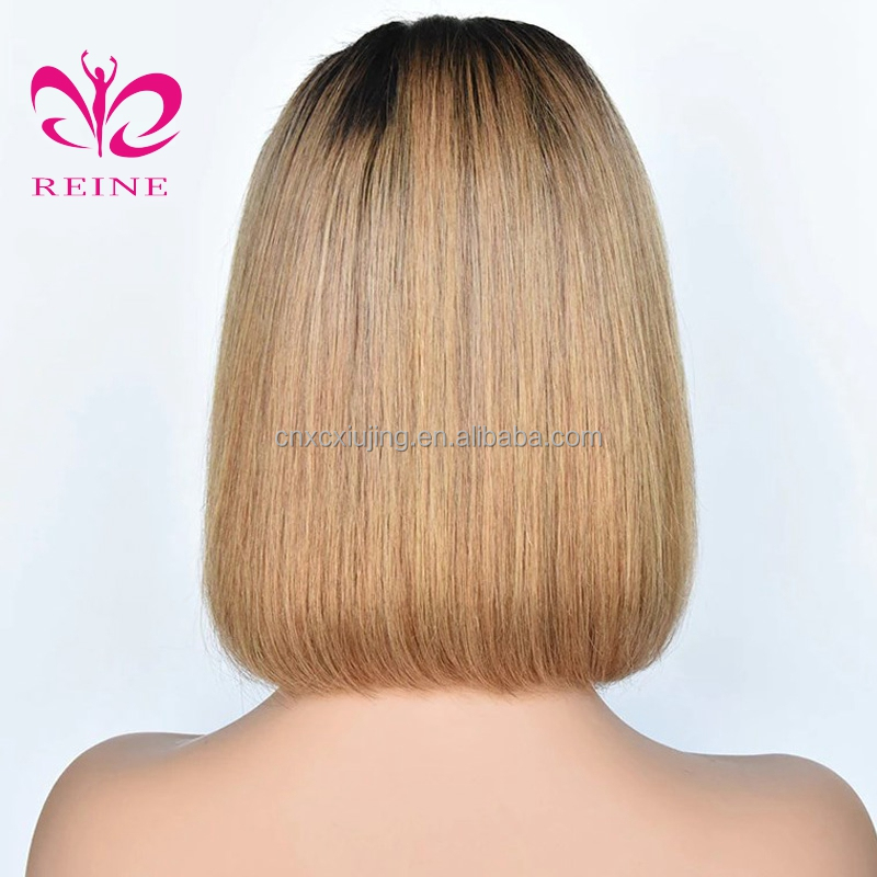 REINE Factory 150% Thick Density Bob Pre-Plucked Hairline Ombre Human Hair Wigs Deep Part 13*4 Lace Frontal Bob  Wigs