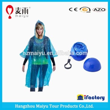 Promotional plastic/pe raincoat with ball holder