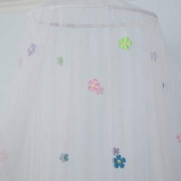 White Double Bed Flowers Bed Canopy
