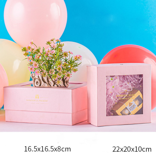 กล่องของขวัญประตูแต่งงานสีชมพูสีชมพูที่กำหนดเองสีชมพู