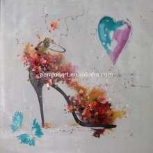 the shoes with high heel canvas printing paiting for decoration