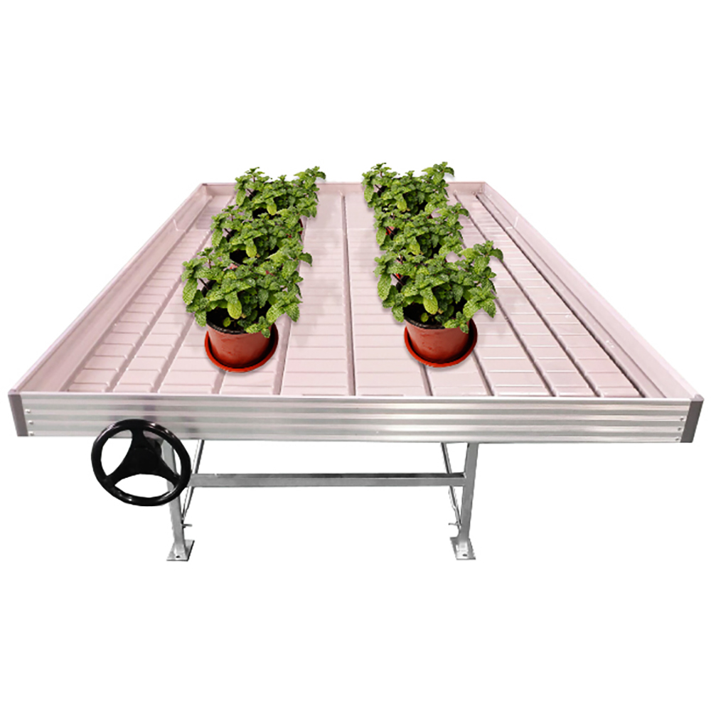 Farming irrigation tray hydroponic greenhouse rolling bench