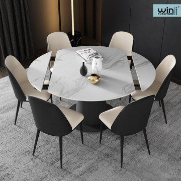 Rock Slate Plate extendable Dining Table Set