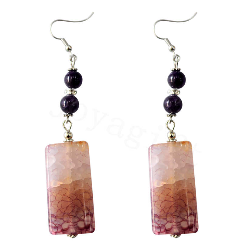 Boucle d&#39;oreille en agate avec pierre naturelle