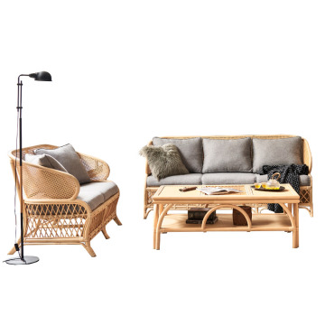 Nordic Design Woven Rattan Cane Furniture Sofa Set