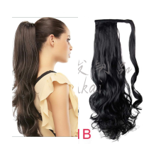 Cheap curly wrap around  ponytails synthetic hair extension accessories long wavy Synthetic Hair Ponytails for white black women