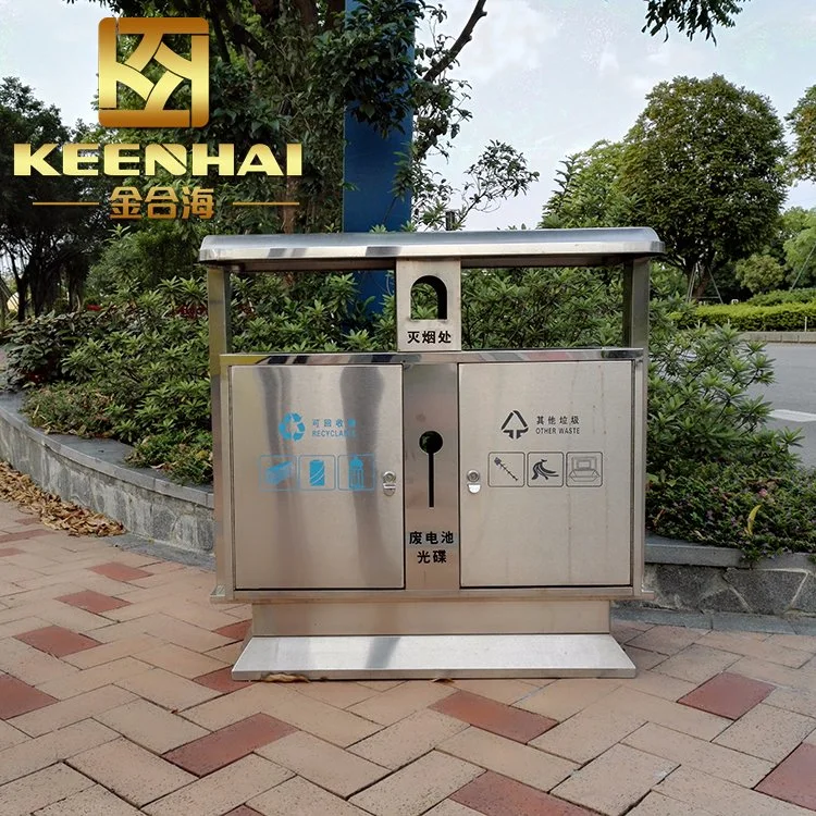 Outdoor Stainless Steel Waste Bin, Metal Trash Can