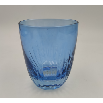 vaso de vidrio grabado azul marino