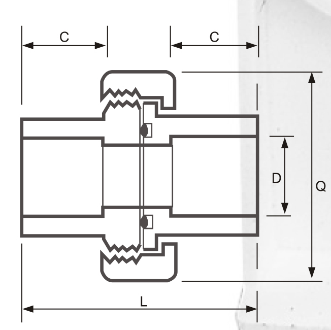 Din Pn10 Water Supply Upvc Union أبيض اللون