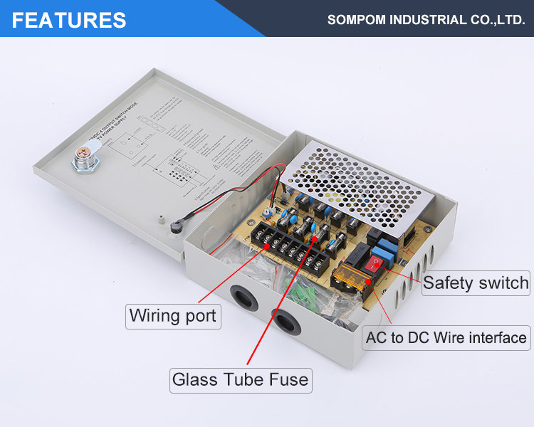 SOMPOM 12V3A 4channels CCTV Switching Power Box SMPS CCTV Accessories