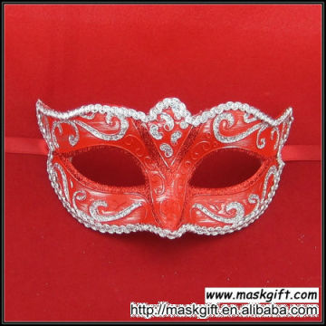 Wholesale 100% Handpainted Red And Silver Venice Carnival Masks paper mache