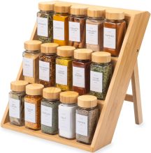 Bamboo Layered Spice Rack for Cabinets and Countertops