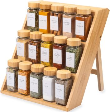 Bamboo Layered Spice Rack for Cabinets and Countertops