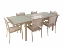 Alu extended dining table with tempered glass