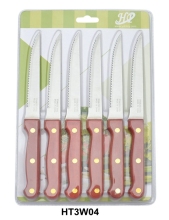 wooden handle kitchen steak knives