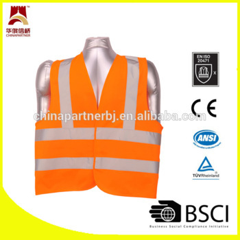 Solid velcro orange safety traffic vests