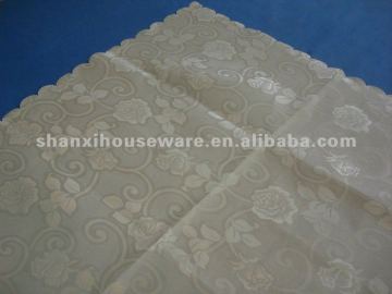 Polyester cream jacquard table cloth