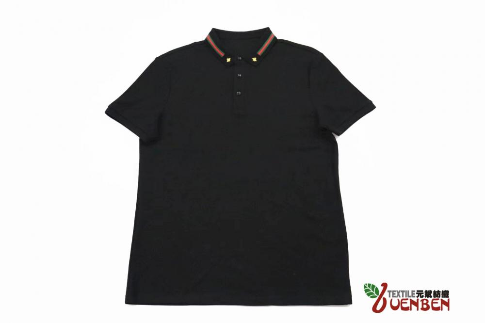 Polo da uomo tinta unita con colletto jacquard