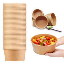 disposable natural kraft waterproof paper bowl