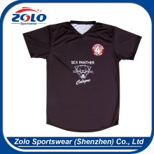 Popular and fashion bulk 100% polyester full black football tshirt