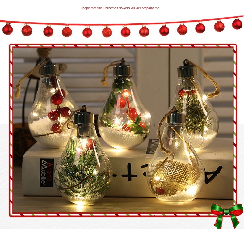 LED Transparent Christmas Ball Christmas Decorations Christmas Tree Decoration Pendant Plastic Bulb Ball