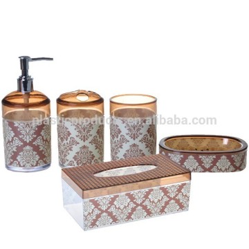 Baroque style printing plastic bathroom accessory set china