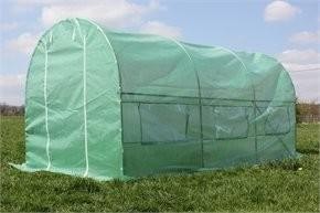 Galvanized steel Frame Green Grid PE Tunnel Greenhouse