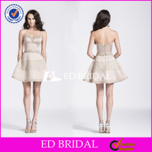 NS790 Fashion Pearl Beaded Champagne Color Short Formal Cocktail Dresses