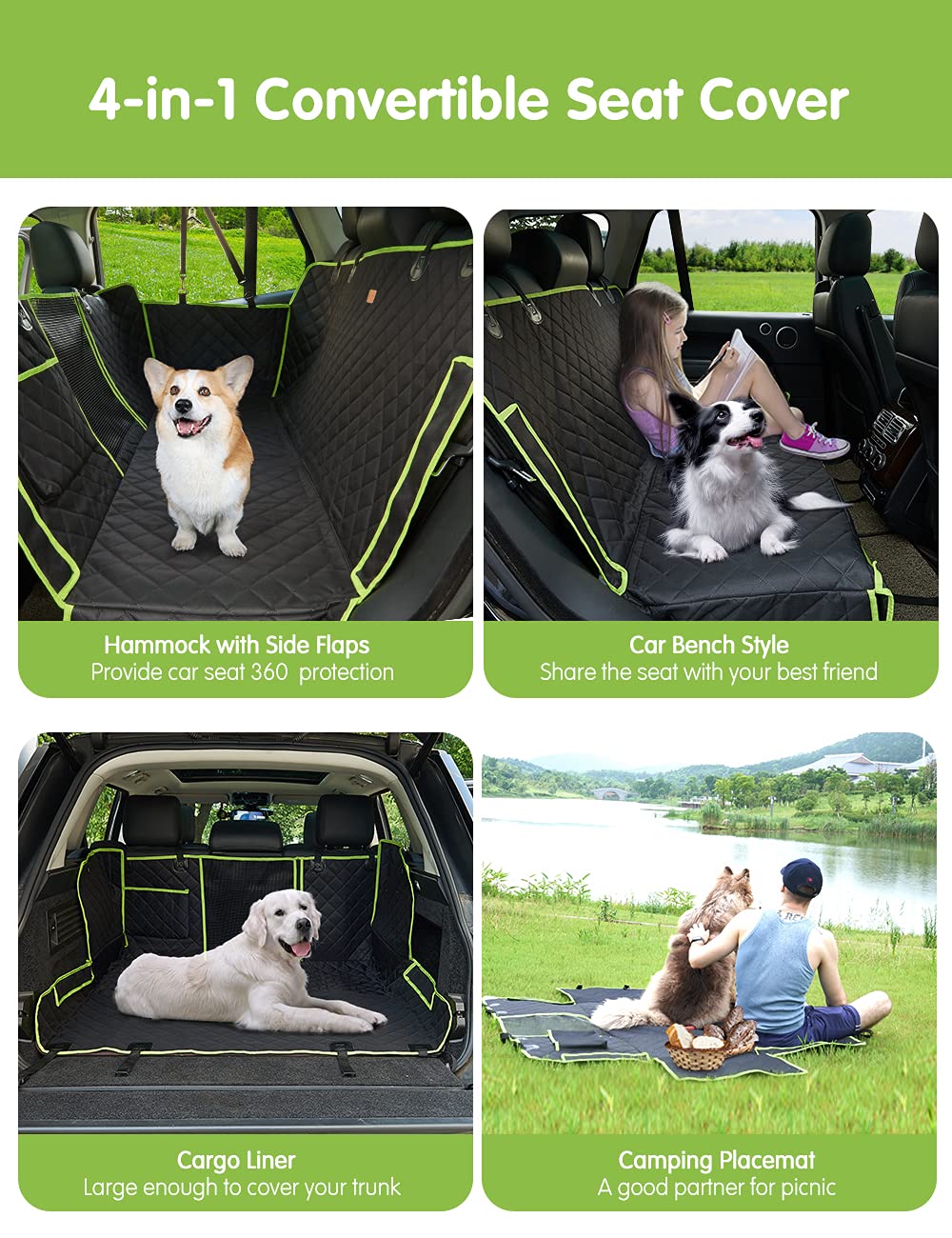 Cubierta de asiento para perros para perros 100% resistente al agua