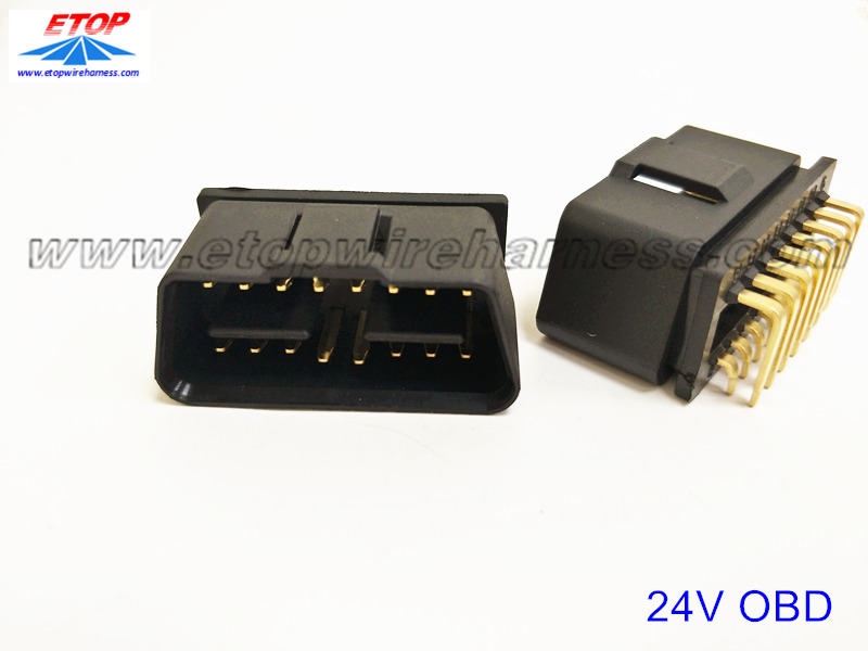 J1962 OBD 24V-12V cholumikizira ndi pini yamngelo wamanja