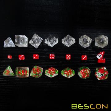 Bescon Novelty Deer Polyhedral Dice Set, Red Deer RPG Dice set of 7