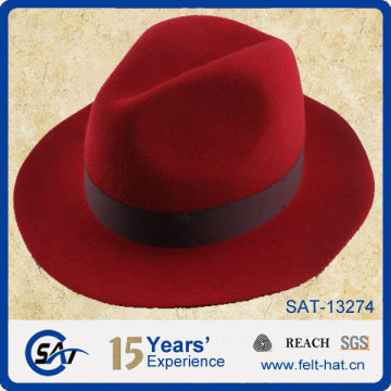 Winter red fedora hat, 100% pure wool hat fedora