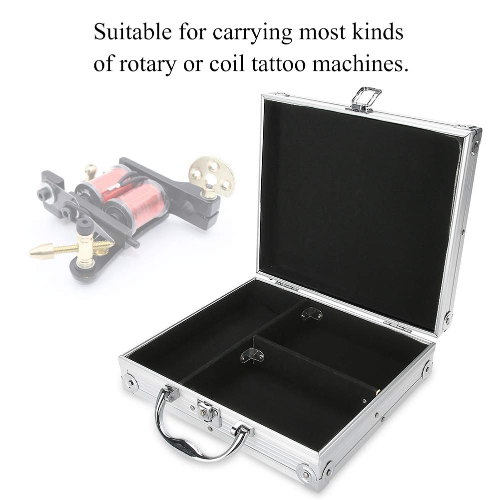 Multi-functional Aluminum Tattoo Machine Storage Box Case Organizer Holder Container with Lock Empty Foam Pad & 2 Keys for Carry