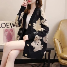 Autumn Slim Short Outerwear Long-sleeved Knitted Cardigan Coat for Women