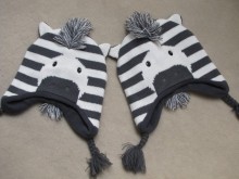 zebra striped funny animal mohawk knitted cute ponytail polit hat