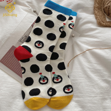Korean cartoon penguin academy style long socks