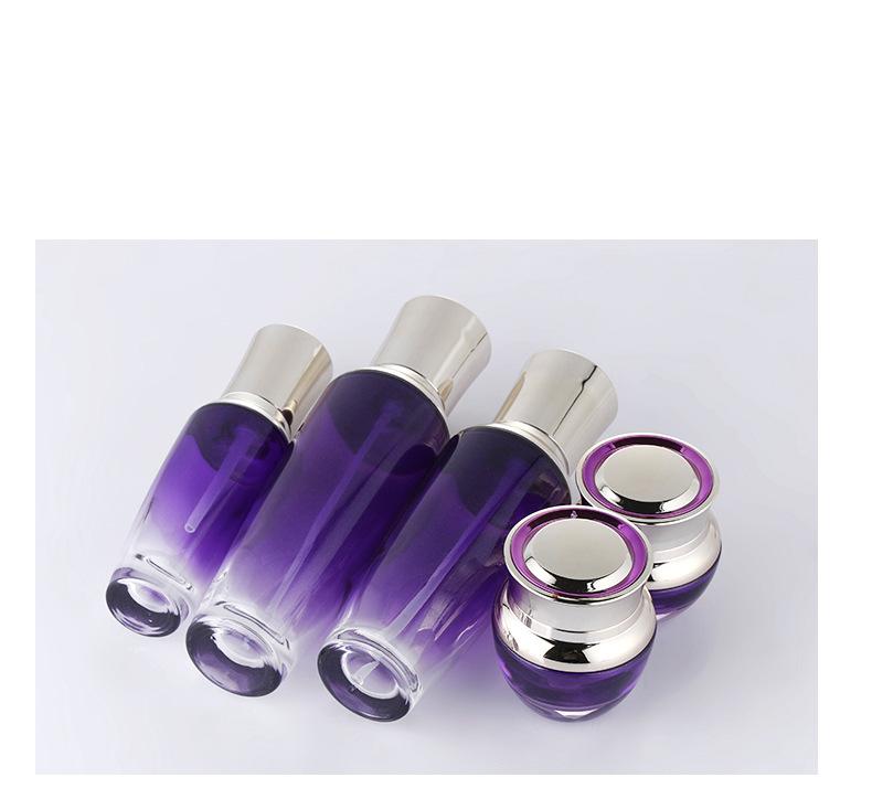 Skin care bottle set of purple glass bottle (3)