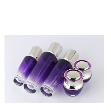 Ensemble de bouteille de soins de la peau de bouteille en verre violet