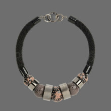 PU braided fat choker necklaces with large coloured glaze