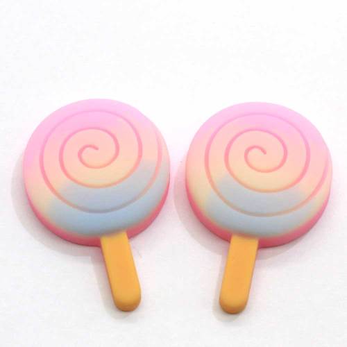 Kawaii Gradient Color Resin Popsicle Charm For Scrapbooking Decoration Crafts Hair Bow Center Earring Necklace Pendant