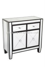 Black Painted Moder Contemporary Mirrored Cabinet/Buffet / Chest With 2 Drawer 2 Door