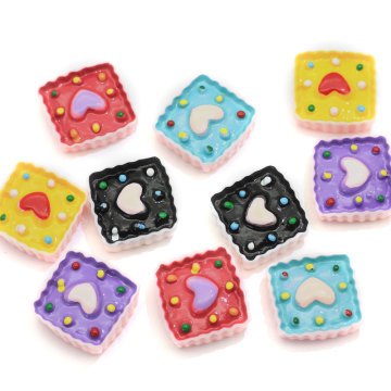 100pcs/bag Heart Painted Mini Cake Dessert Handmade Craft Decoration Beads Charms Room Ornaments Slime Spacer