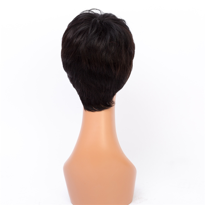 Fast Shipping Short cute Pixie Cut Wigs Straight Natural Color  For Black Women Remy Human Hair Wig