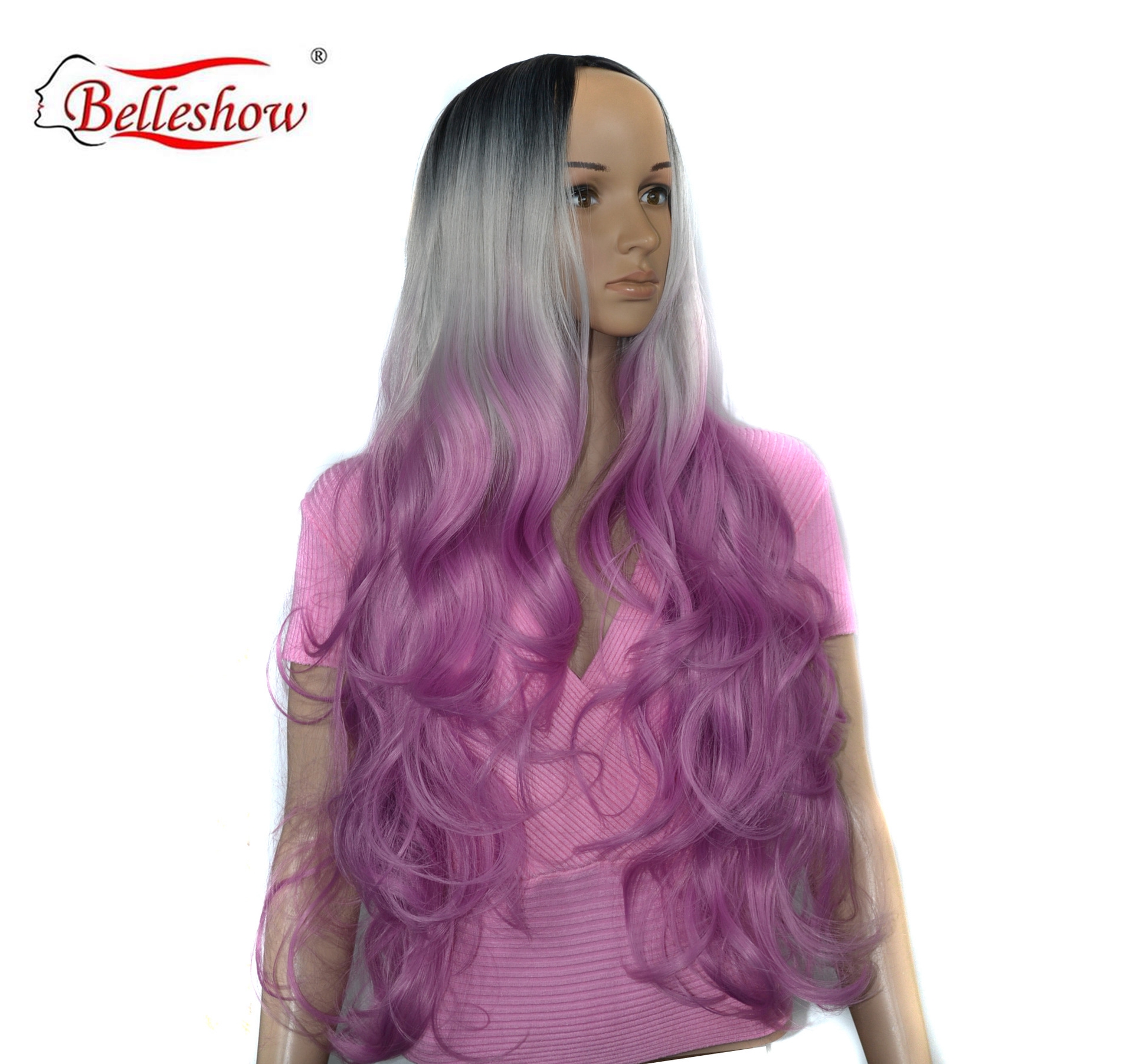 Hot sell colored animation wig head set COSPLAY wig head set long curly hair split wig head set