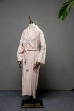 Pink waist belt island fleece long robe