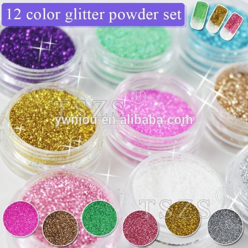 0.2mm 12 color Temporary glitter powder dust set for nail art