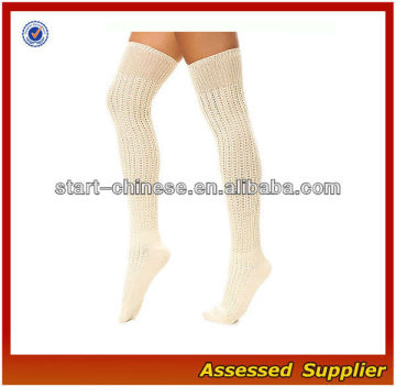 Vintage Cream Thigh High Kintted Lace Legwear Over the Knee Socks for Girls