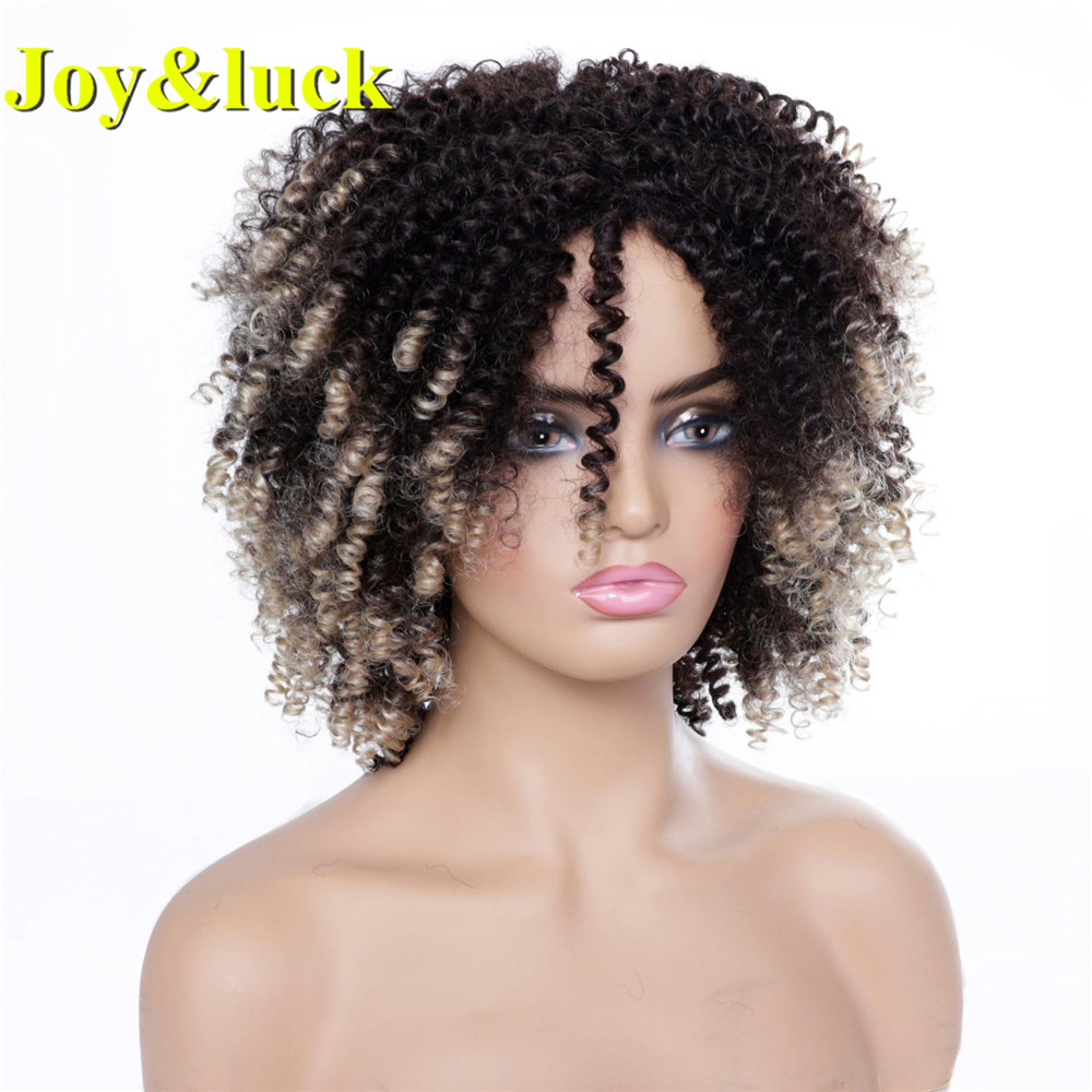 Ladies Hair For Women Wholesale Wig With Bangs Free Part Adjustable Band Black Color Afro Kinky Curly Short Synthetic Hair Wig