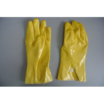 Yellow PVC Chemical Coated Gloves